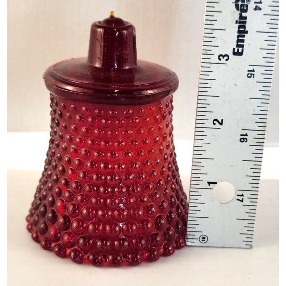 Ruby Red Hobnail Bubble Glass Votive Candle Holder,  Festive Table Accent - Picture 7 of 8